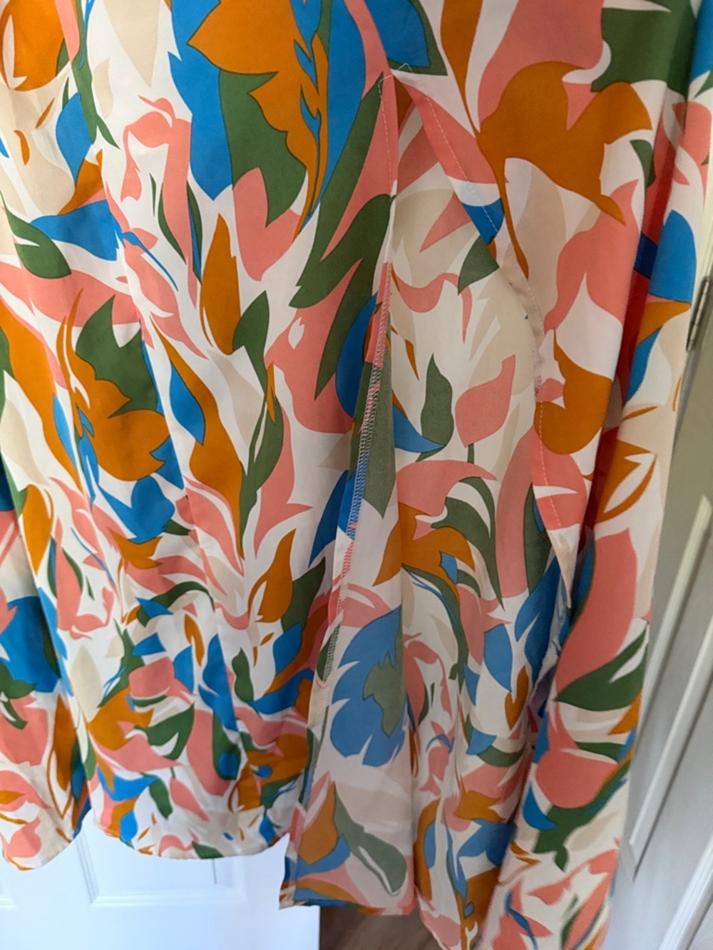 Sleeveless Multicolor Floral Maxi Dress - White/Pink/Green - Picture 4 of 5